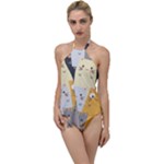 Seamless Pattern Cute Cat Cartoons Go with the Flow One Piece Swimsuit