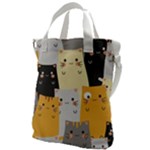 Seamless Pattern Cute Cat Cartoons Canvas Messenger Bag