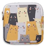 Seamless Pattern Cute Cat Cartoons Mini Square Pouch