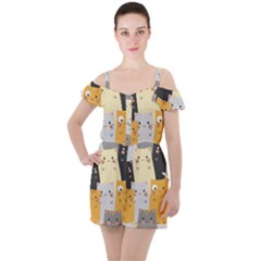 Ruffle Cut Out Chiffon Playsuit 