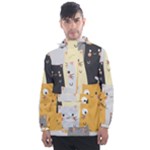 Seamless Pattern Cute Cat Cartoons Men s Front Pocket Pullover Windbreaker