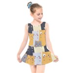 Seamless Pattern Cute Cat Cartoons Kids  Skater Dress Swimsuit
