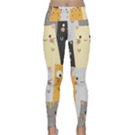 Seamless Pattern Cute Cat Cartoons Lightweight Velour Classic Yoga Leggings