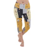 Seamless Pattern Cute Cat Cartoons Lightweight Velour Capri Yoga Leggings