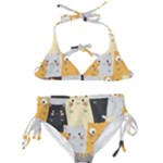 Seamless Pattern Cute Cat Cartoons Kids  Classic Bikini Set