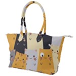 Seamless Pattern Cute Cat Cartoons Canvas Shoulder Bag