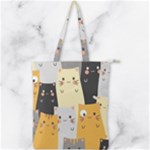 Seamless Pattern Cute Cat Cartoons Double Zip Up Tote Bag