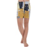 Seamless Pattern Cute Cat Cartoons Kids  Lightweight Velour Capri Yoga Leggings