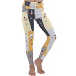 Seamless Pattern Cute Cat Cartoons Kids  Lightweight Velour Classic Yoga Leggings