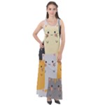Seamless Pattern Cute Cat Cartoons Sleeveless Velour Maxi Dress