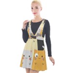 Seamless Pattern Cute Cat Cartoons Plunge Pinafore Velour Dress
