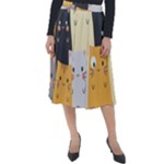 Seamless Pattern Cute Cat Cartoons Classic Velour Midi Skirt 
