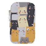 Seamless Pattern Cute Cat Cartoons Waist Pouch (Large)
