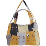 Seamless Pattern Cute Cat Cartoons Double Compartment Shoulder Bag