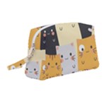 Seamless Pattern Cute Cat Cartoons Wristlet Pouch Bag (Medium)