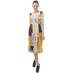 Ruffle End Midi Chiffon Dress 
