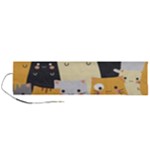 Seamless Pattern Cute Cat Cartoons Roll Up Canvas Pencil Holder (L)