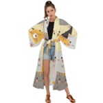 Seamless Pattern Cute Cat Cartoons Maxi Kimono