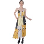 Seamless Pattern Cute Cat Cartoons Tie Back Maxi Dress