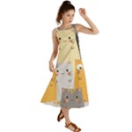 Seamless Pattern Cute Cat Cartoons Summer Maxi Dress