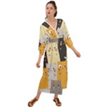 Seamless Pattern Cute Cat Cartoons Grecian Style  Maxi Dress