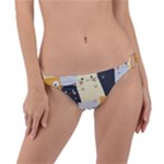 Seamless Pattern Cute Cat Cartoons Ring Detail Bikini Bottoms