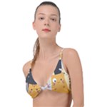 Seamless Pattern Cute Cat Cartoons Knot Up Bikini Top