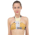 Seamless Pattern Cute Cat Cartoons High Neck Bikini Top