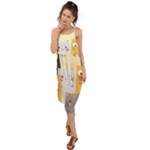 Seamless Pattern Cute Cat Cartoons Waist Tie Cover Up Chiffon Dress