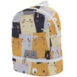 Seamless Pattern Cute Cat Cartoons Zip Bottom Backpack