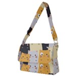 Seamless Pattern Cute Cat Cartoons Full Print Messenger Bag (M)
