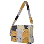 Seamless Pattern Cute Cat Cartoons Full Print Messenger Bag (L)