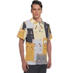 Seamless Pattern Cute Cat Cartoons Men s Polo T-Shirt
