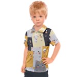 Seamless Pattern Cute Cat Cartoons Kids  Polo T-Shirt