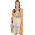 Seamless Pattern Cute Cat Cartoons Knee Length Skater Dress With Pockets