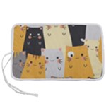 Seamless Pattern Cute Cat Cartoons Pen Storage Case (S)