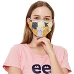 Seamless Pattern Cute Cat Cartoons Fitted Cloth Face Mask (Adult)