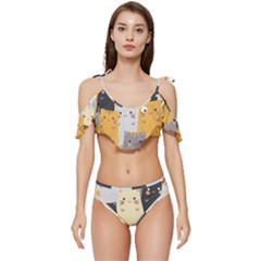 Ruffle Edge Tie Up Bikini Set	 