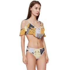 Ruffle Edge Tie Up Bikini Set	 