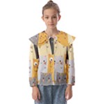 Seamless Pattern Cute Cat Cartoons Kids  Peter Pan Collar Blouse