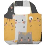 Seamless Pattern Cute Cat Cartoons Foldable Grocery Recycle Bag