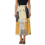 Seamless Pattern Cute Cat Cartoons Classic Midi Chiffon Skirt