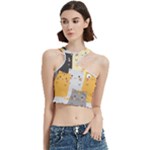 Seamless Pattern Cute Cat Cartoons Cut Out Top