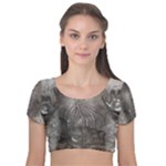 Han Solo In Carbonite Velvet Short Sleeve Crop Top 