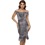 Han Solo In Carbonite Off Shoulder Ruffle Split Hem Bodycon Dress