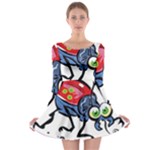 Bug Black Insect Animal Long Sleeve Skater Dress