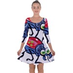 Bug Black Insect Animal Quarter Sleeve Skater Dress