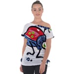 Bug Black Insect Animal Off Shoulder Tie-Up T-Shirt