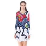 Bug Black Insect Animal Long Sleeve V-neck Flare Dress