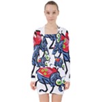 Bug Black Insect Animal V-neck Bodycon Long Sleeve Dress